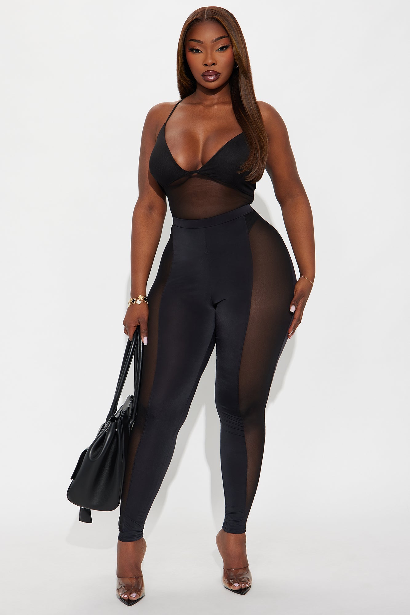 Gwen High Rise Mesh Cut Out Legging - Black
