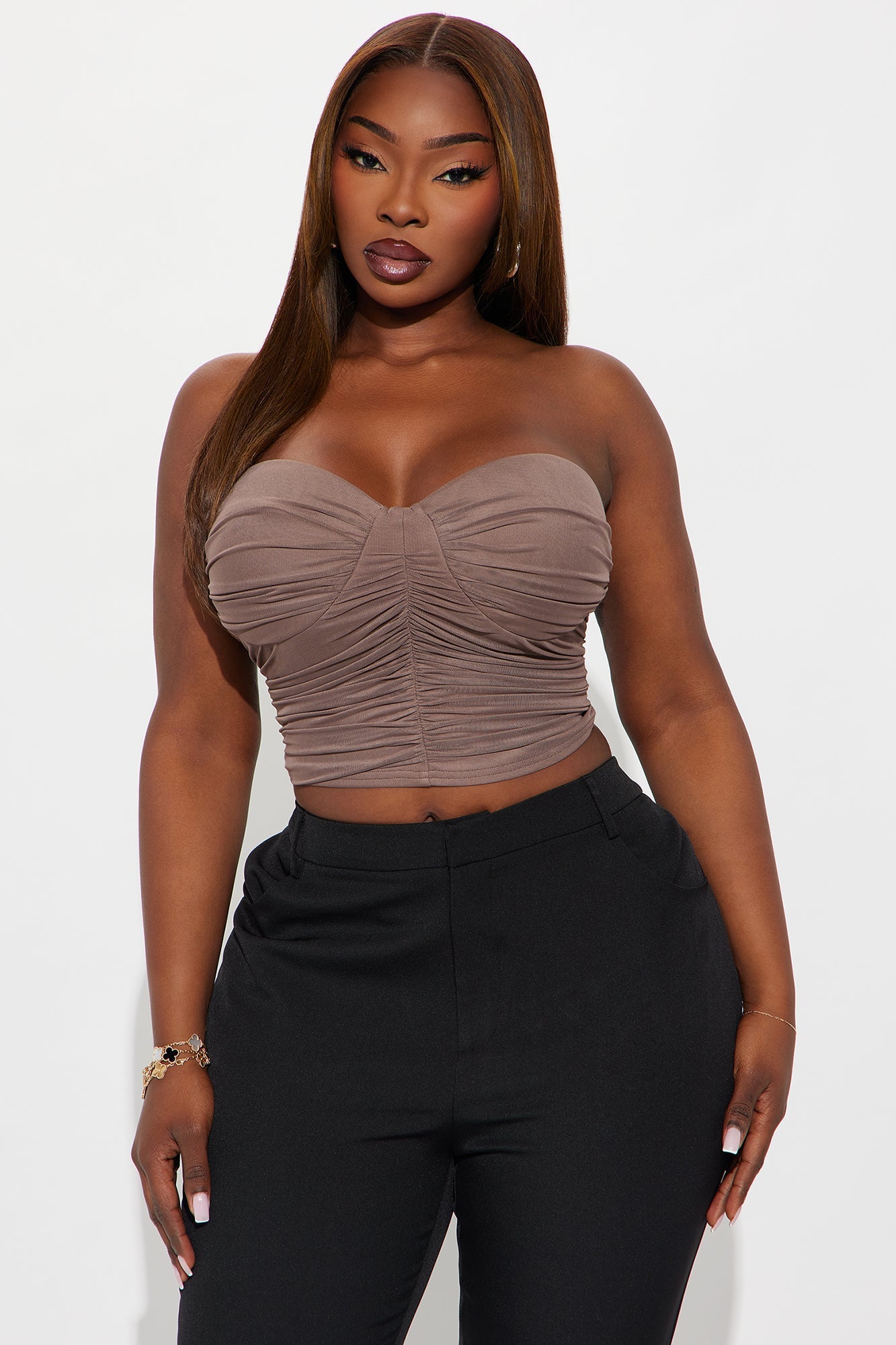 Bella Mesh Corset Top - Chocolate