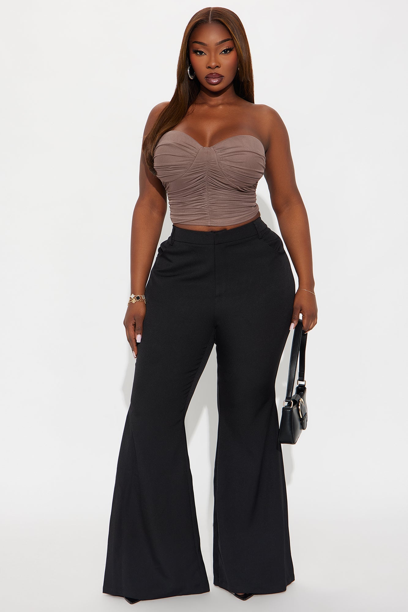 Janet Crepe Flare Trousers 33″ - Black