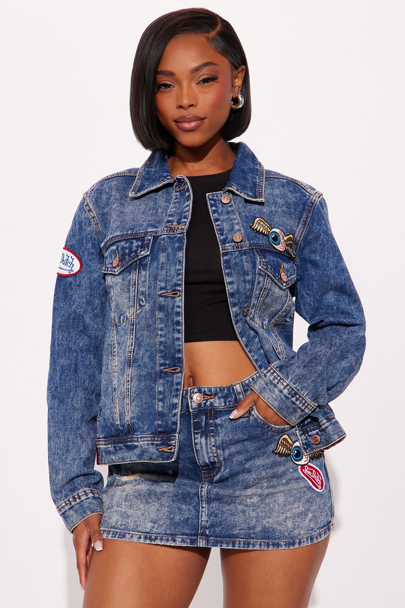 Von Dutch Angel Eyes Denim Jacket - Vintage Wash