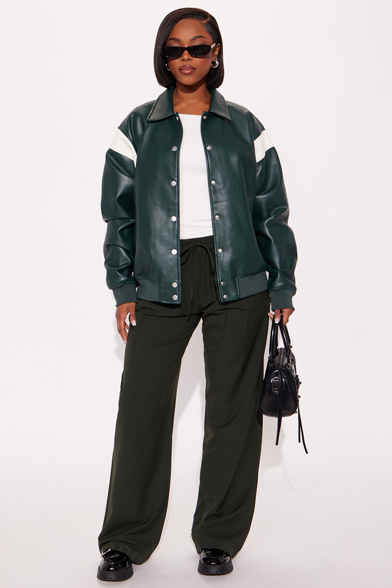 Kelly Pinstripe Wide Leg Trouser Pant - Olive