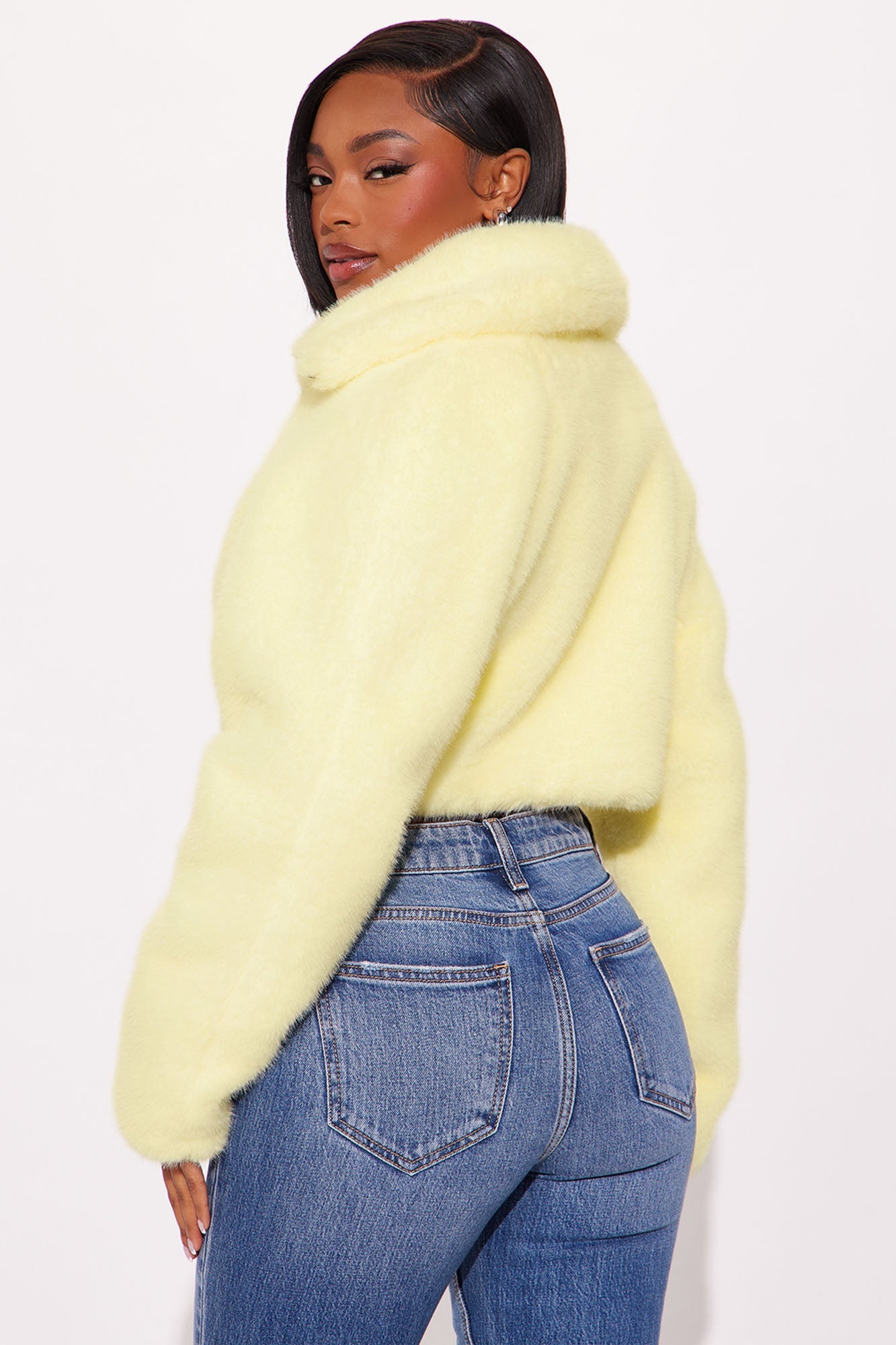 Taking Chances Cropped Faux Fur Coat - Butter Yellow