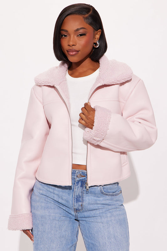 Downtown Girl Bomber Jacket - Pink