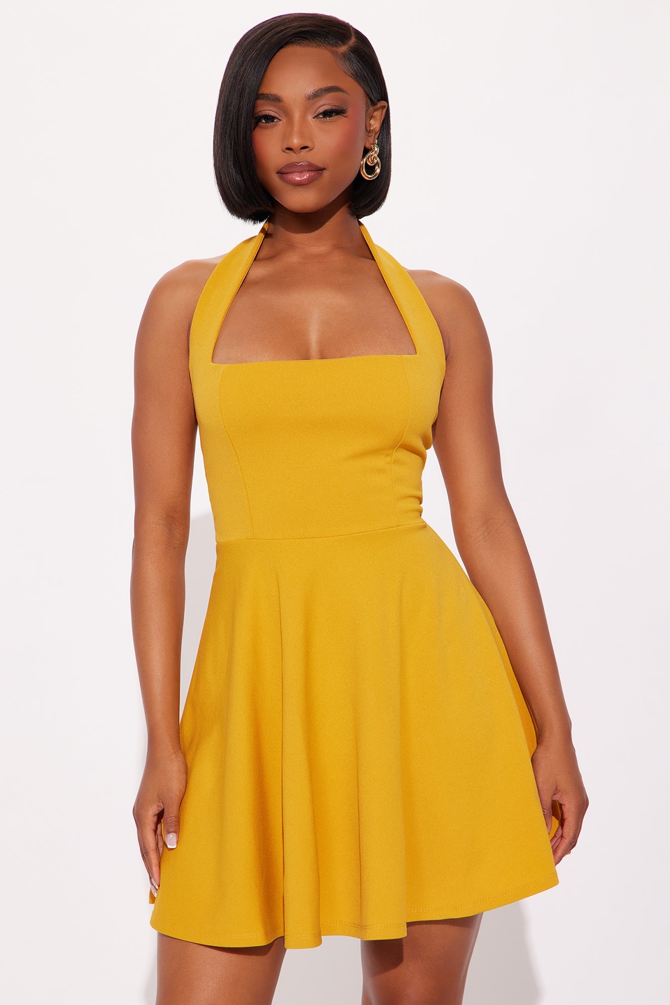 Alena Halter Mini Dress - Mustard