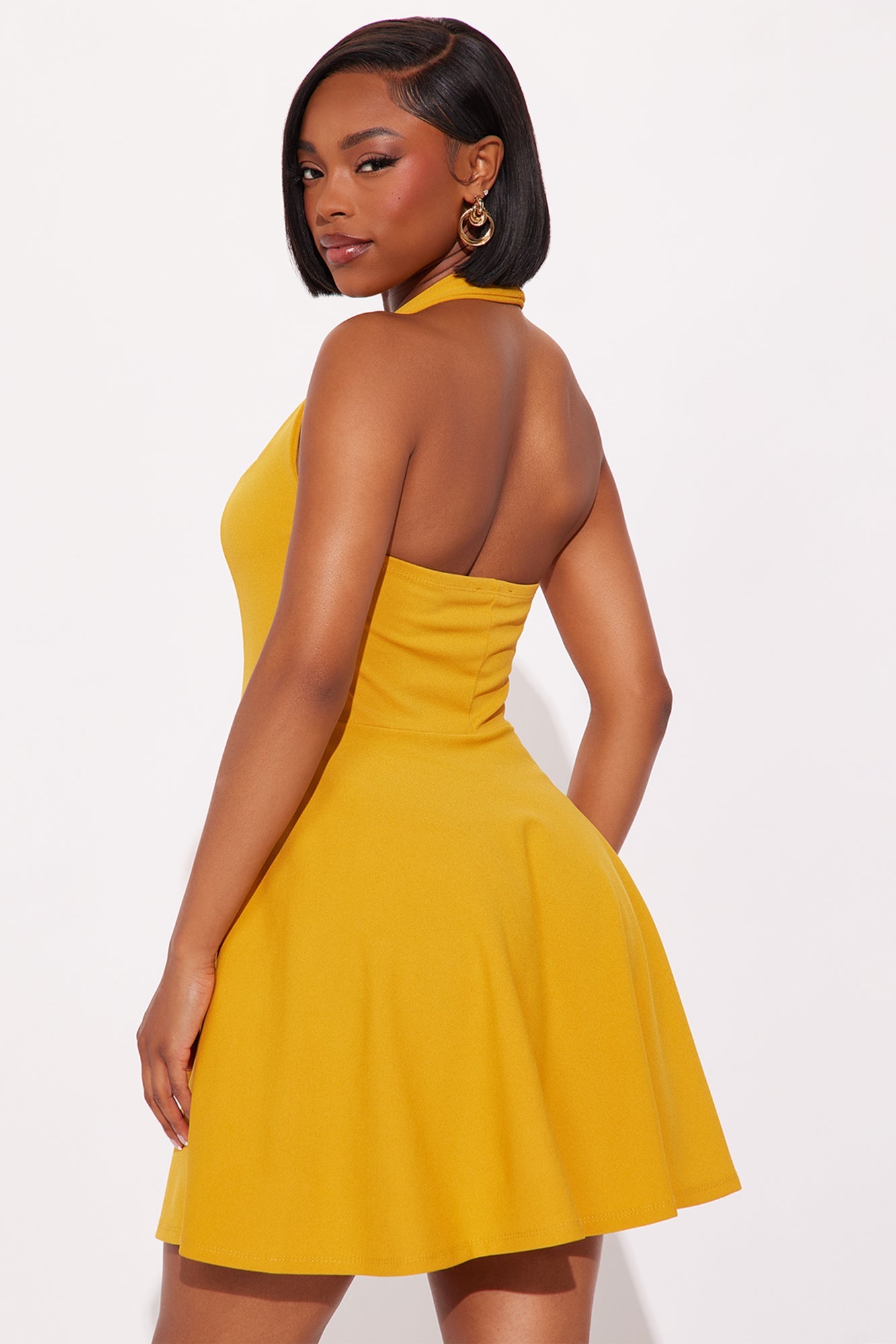 Alena Halter Mini Dress - Mustard