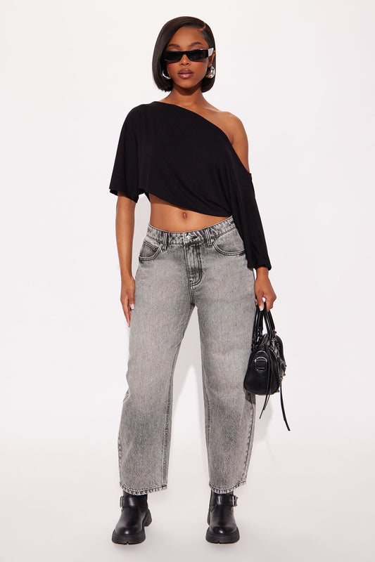 Classic Barrel Leg Jeans - Grey