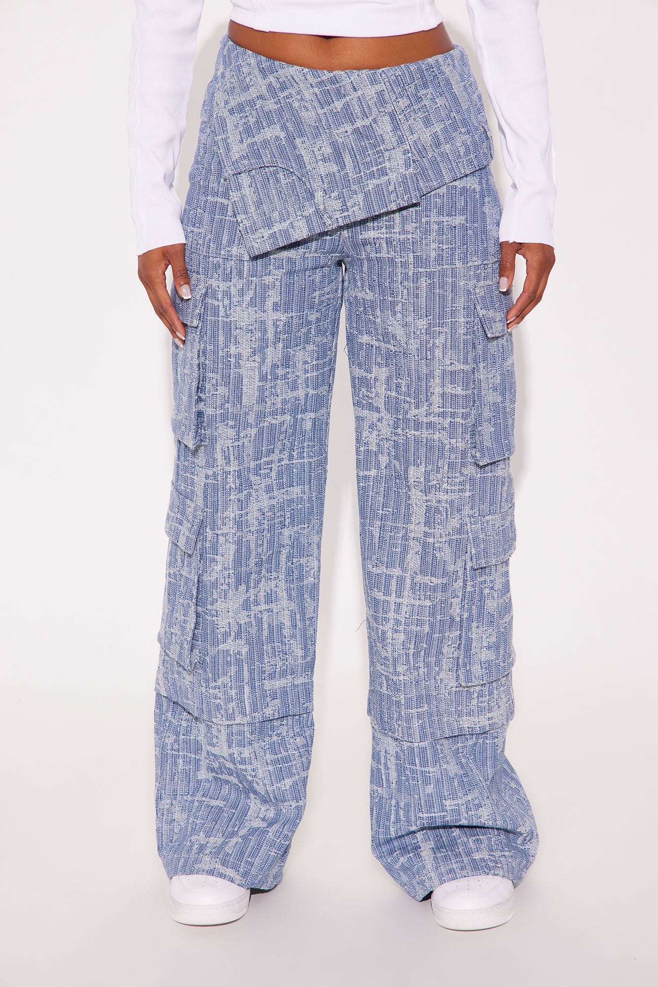 Sierra Distressed Twill Wide Pant 32″ - Blue