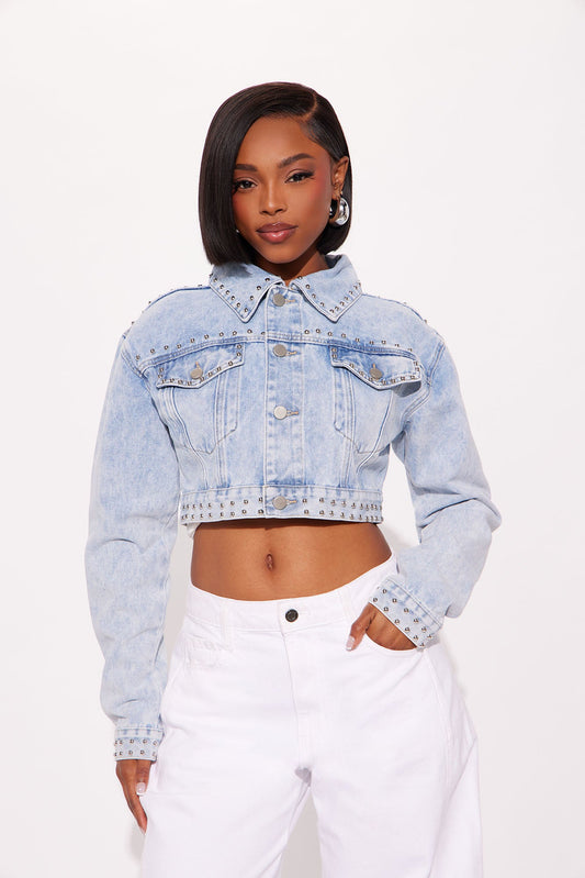 City Of Studs Denim Jacket - Light Wash