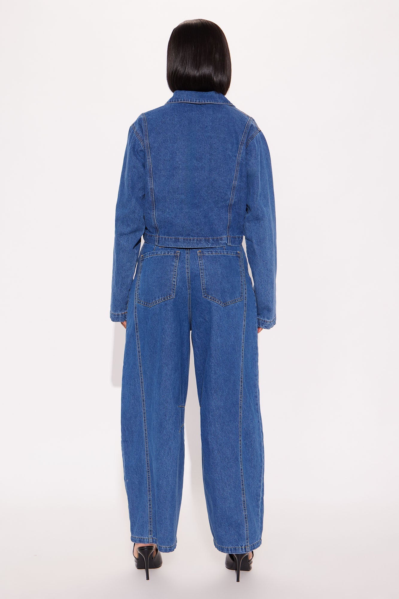 Ryanna Denim Pant Set - Medium Wash