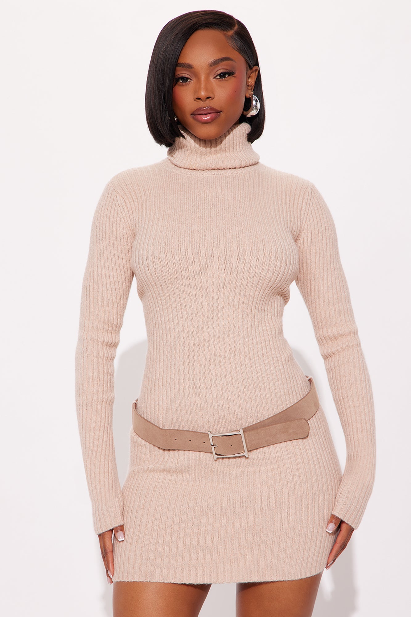 Naturally That Girl Sweater Mini Dress - Taupe