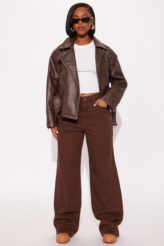 Dream Big Baggy Jeans - Brown