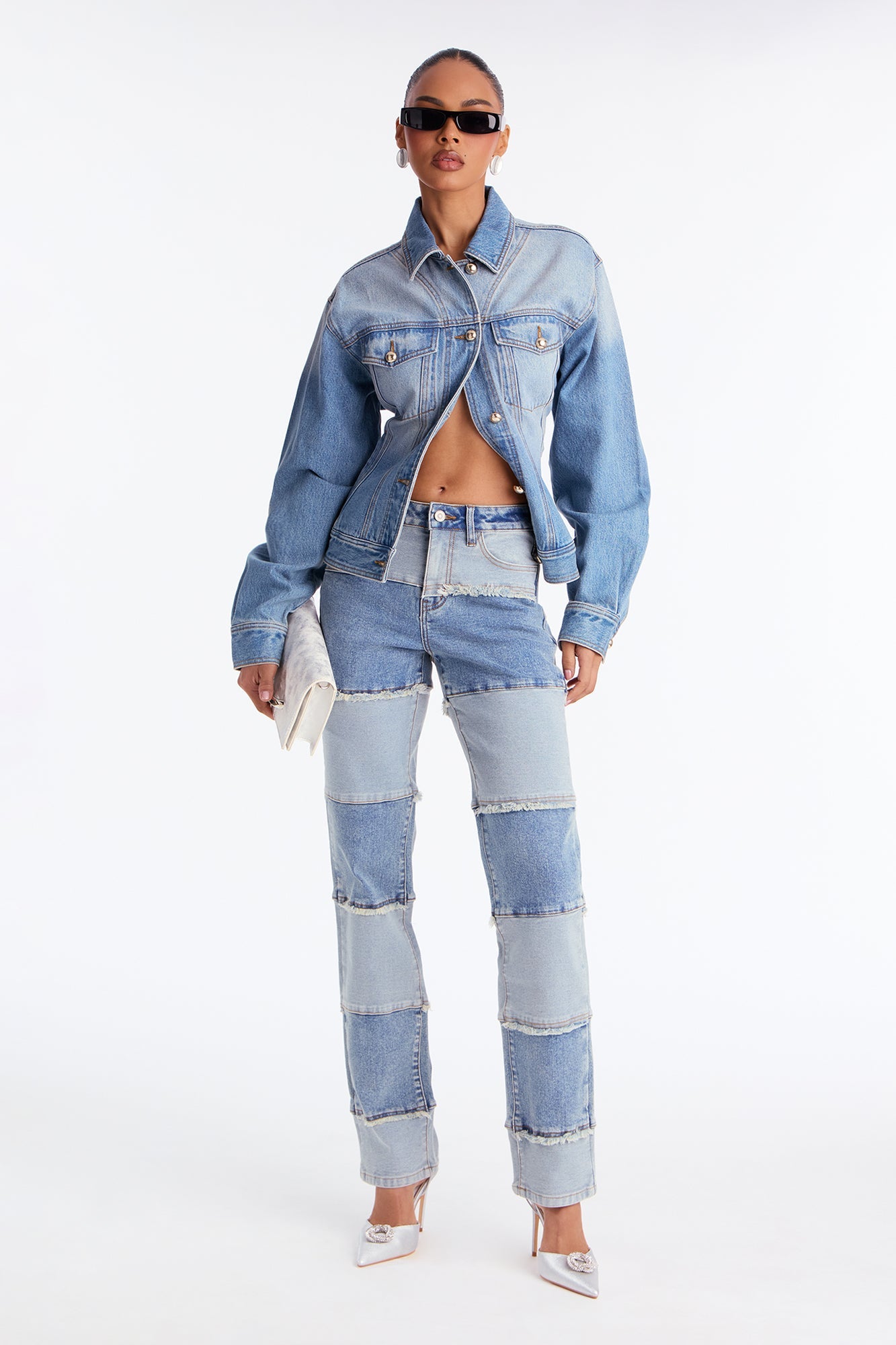 Tompkins Two Tone Straight Leg Jeans - Medium Wash