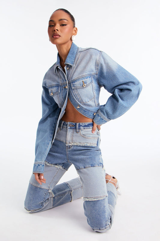 Tompkins Two Tone Straight Leg Jeans - Medium Wash