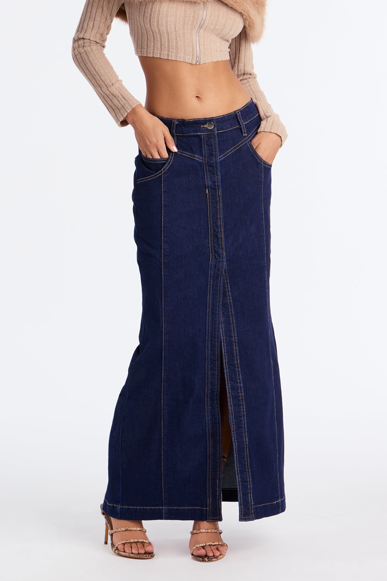 Colby Denim Mermaid Maxi Skirt - Dark Wash