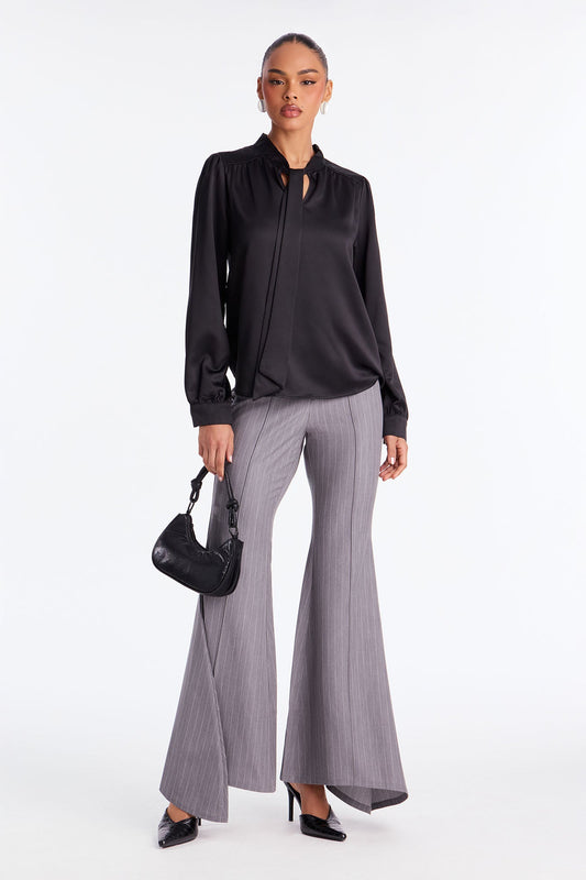 Vera Pinstripe Super Flare Pant 32″ - Grey