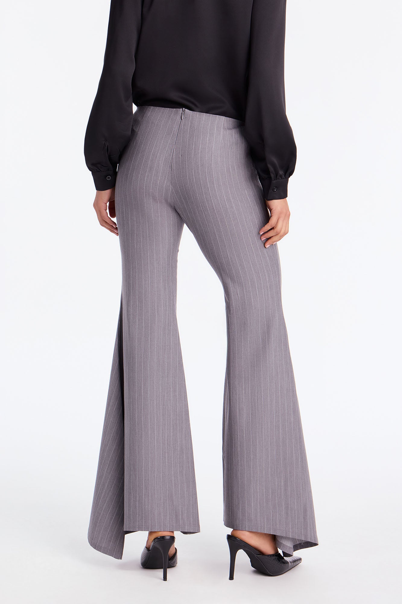 Vera Pinstripe Super Flare Pant 32″ - Grey