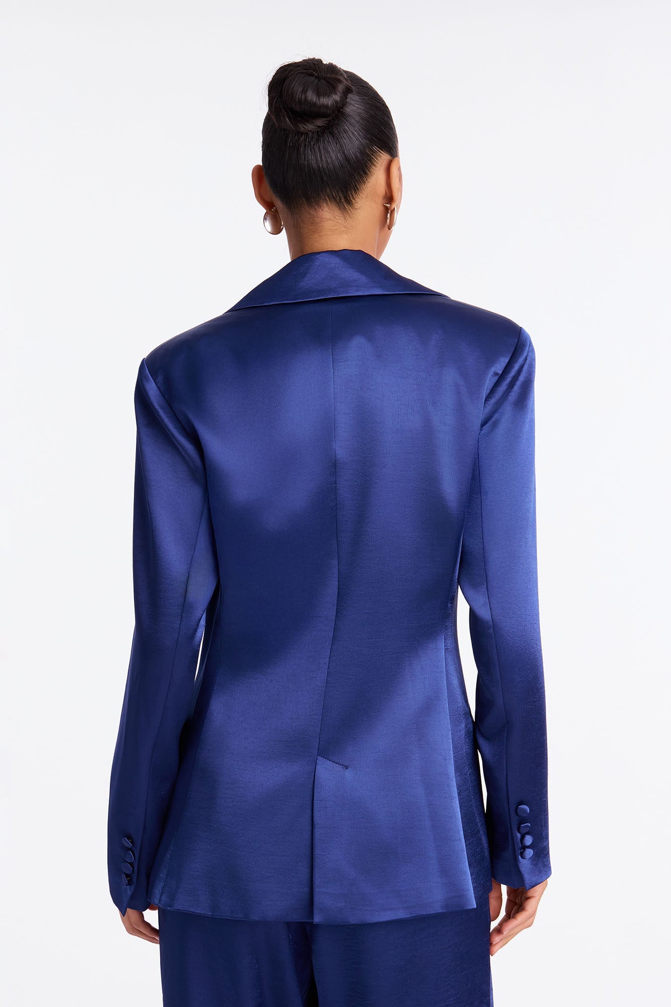 Selena Satin Hourglass Blazer - Navy