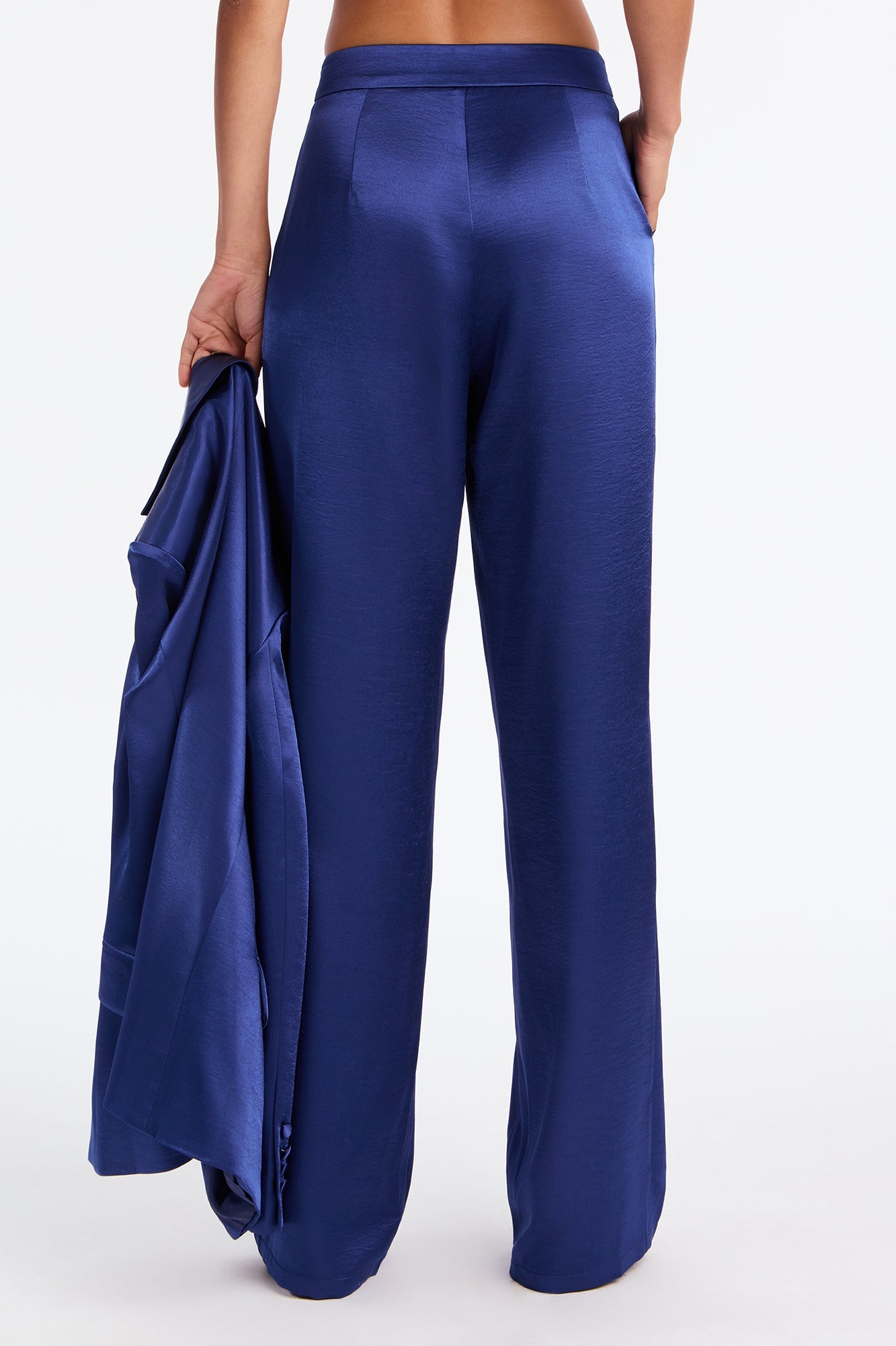 Selena Satin Wide Leg Pants 33″ - Navy