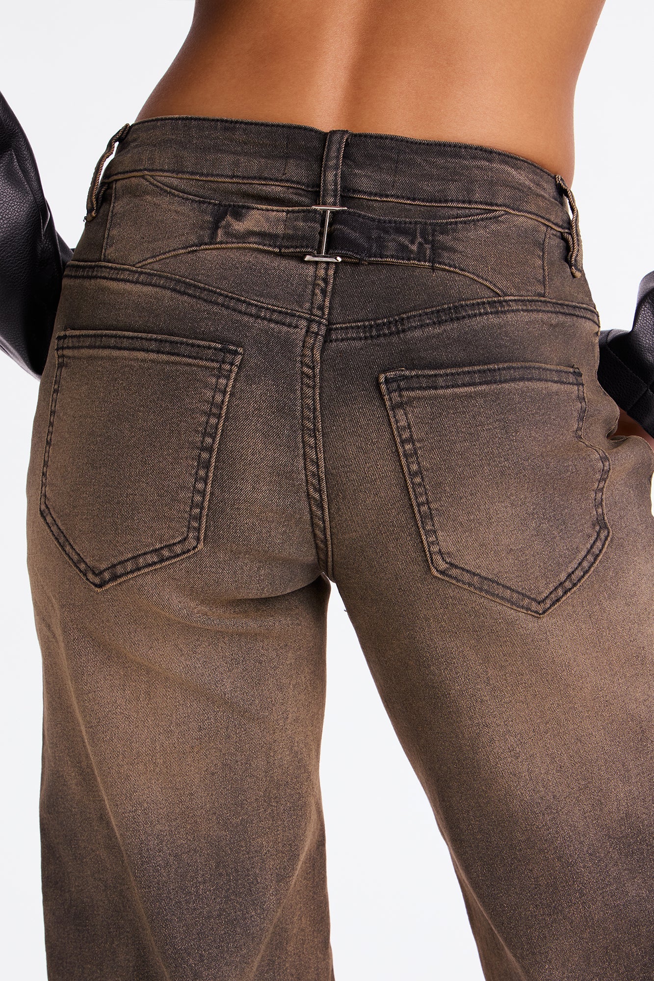 Never Ending Stacked Straight Leg Jeans - Brown