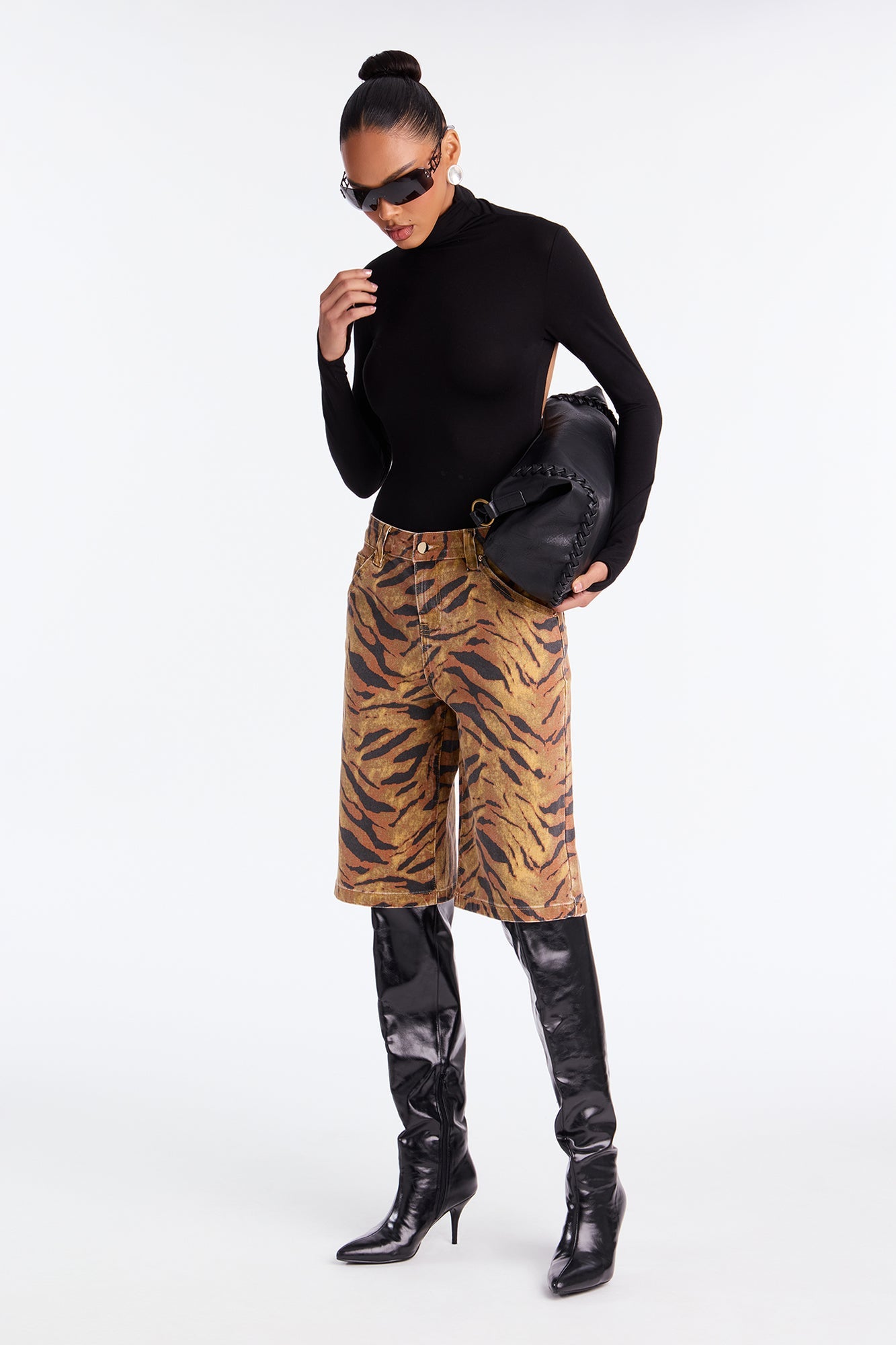 Five Star Safari Denim Jorts - Brown/combo