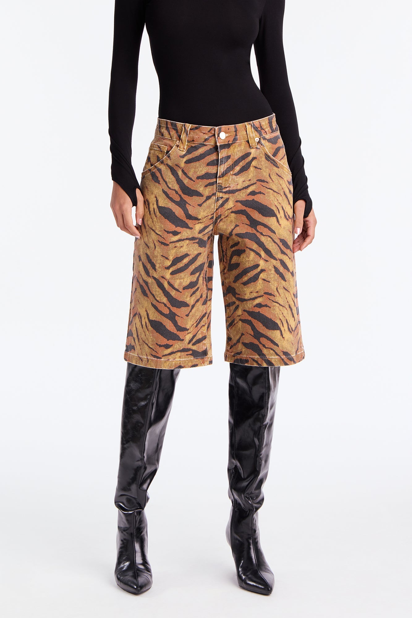 Five Star Safari Denim Jorts - Brown/combo