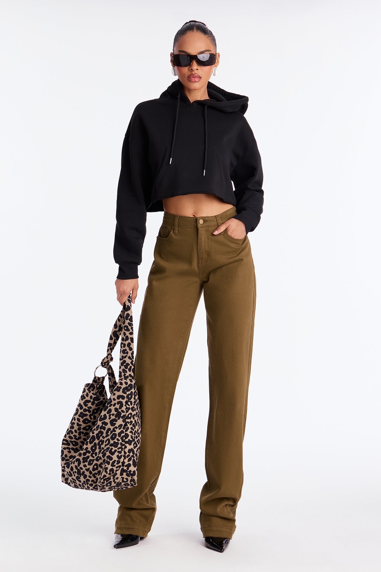 Bianca Low Rise Stacked Pant 33″ - Olive