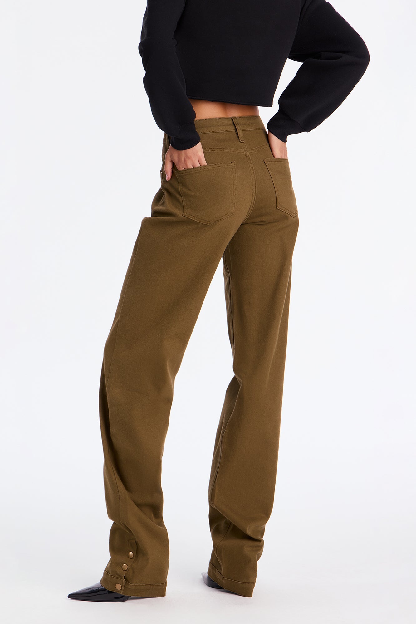 Bianca Low Rise Stacked Pant 33″ - Olive