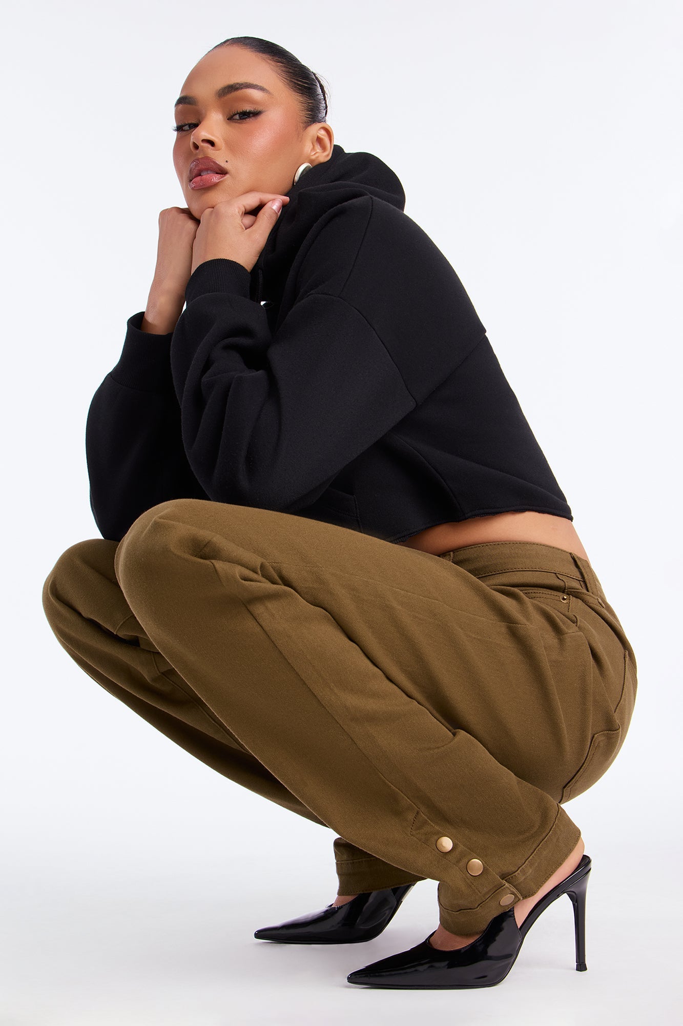 Bianca Low Rise Stacked Pant 33″ - Olive