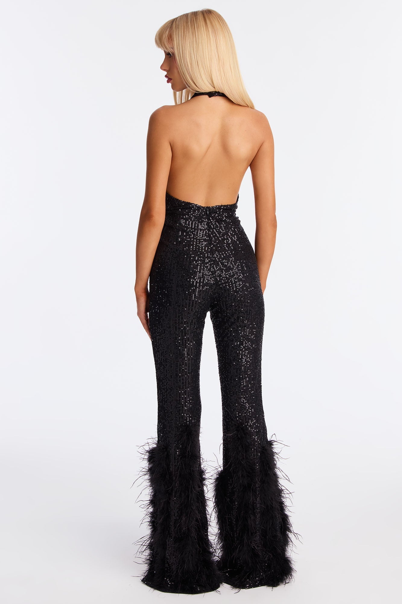 Shimmer Flame Sequin Jumpsuit - Black