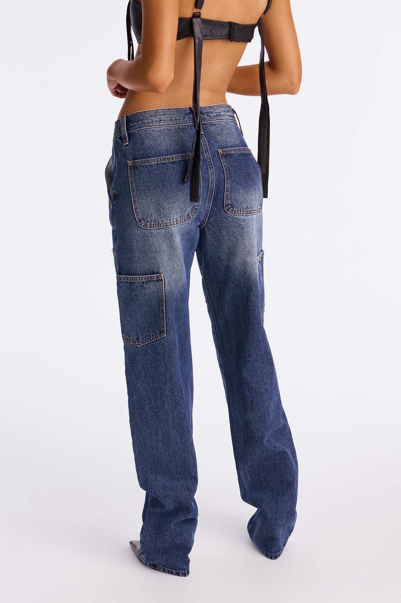 Sparks Fly Embellished Carpenter Jeans - Medium Wash