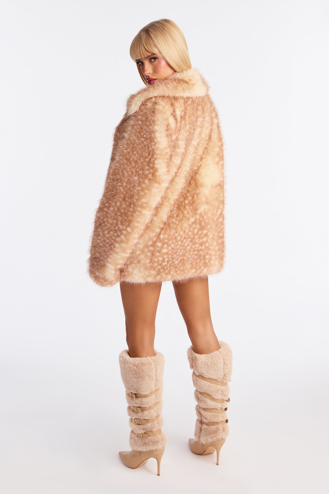 Dawn Animal Print Faux Fur Coat - Brown/combo