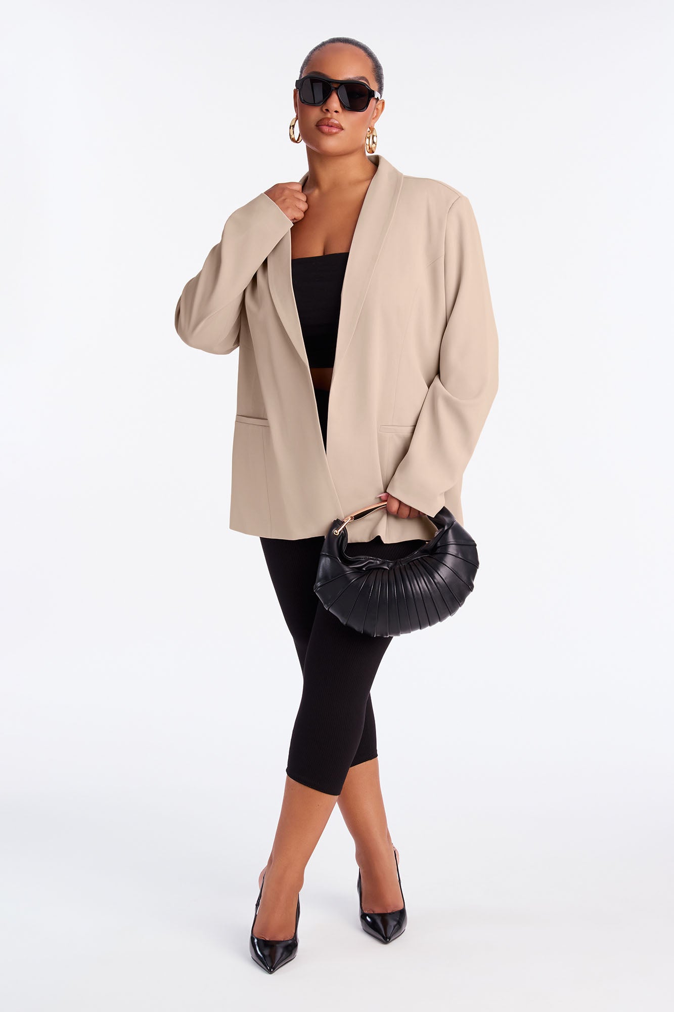 Gemma Open Crepe Blazer - Taupe