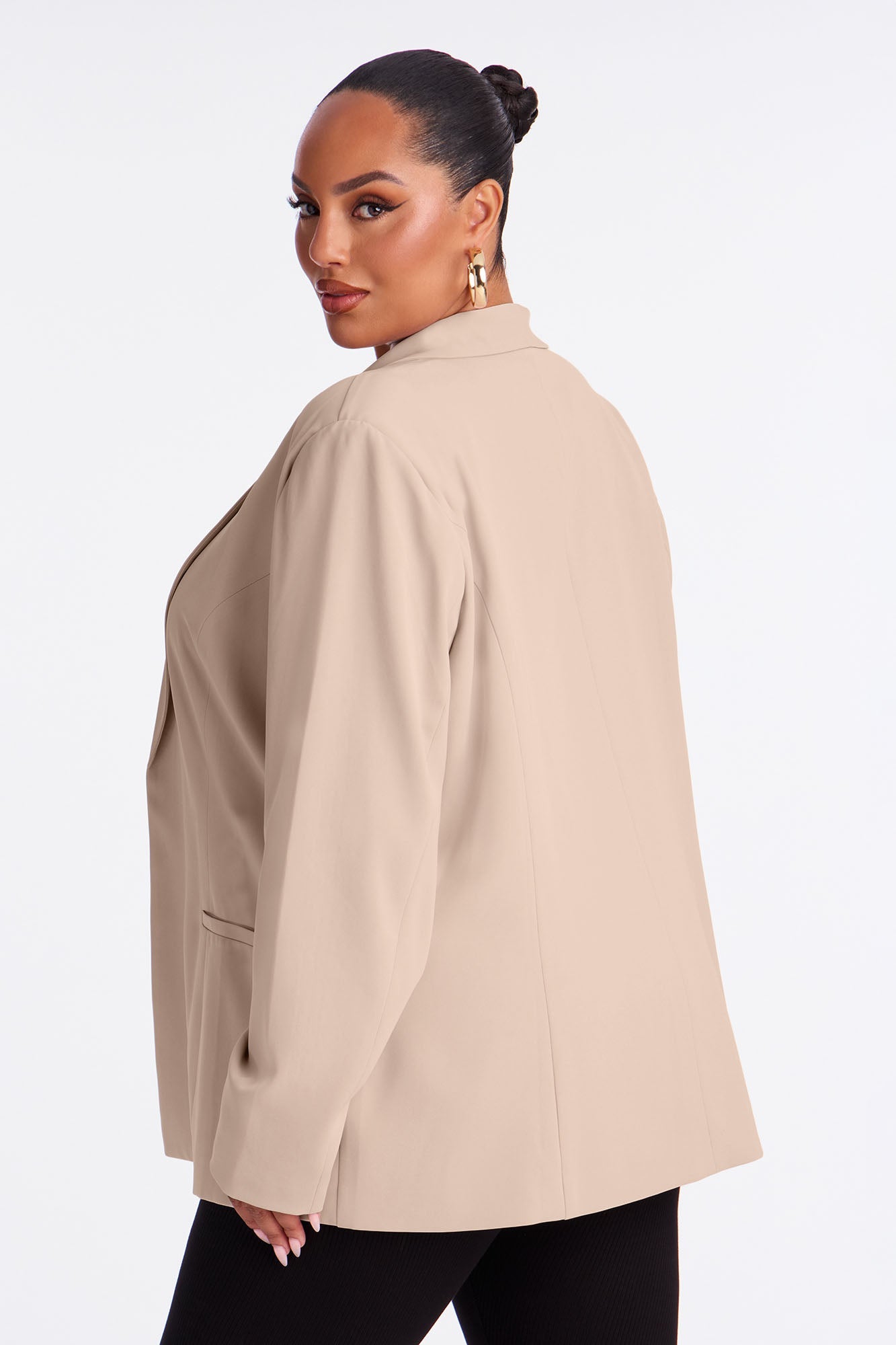 Gemma Open Crepe Blazer - Taupe