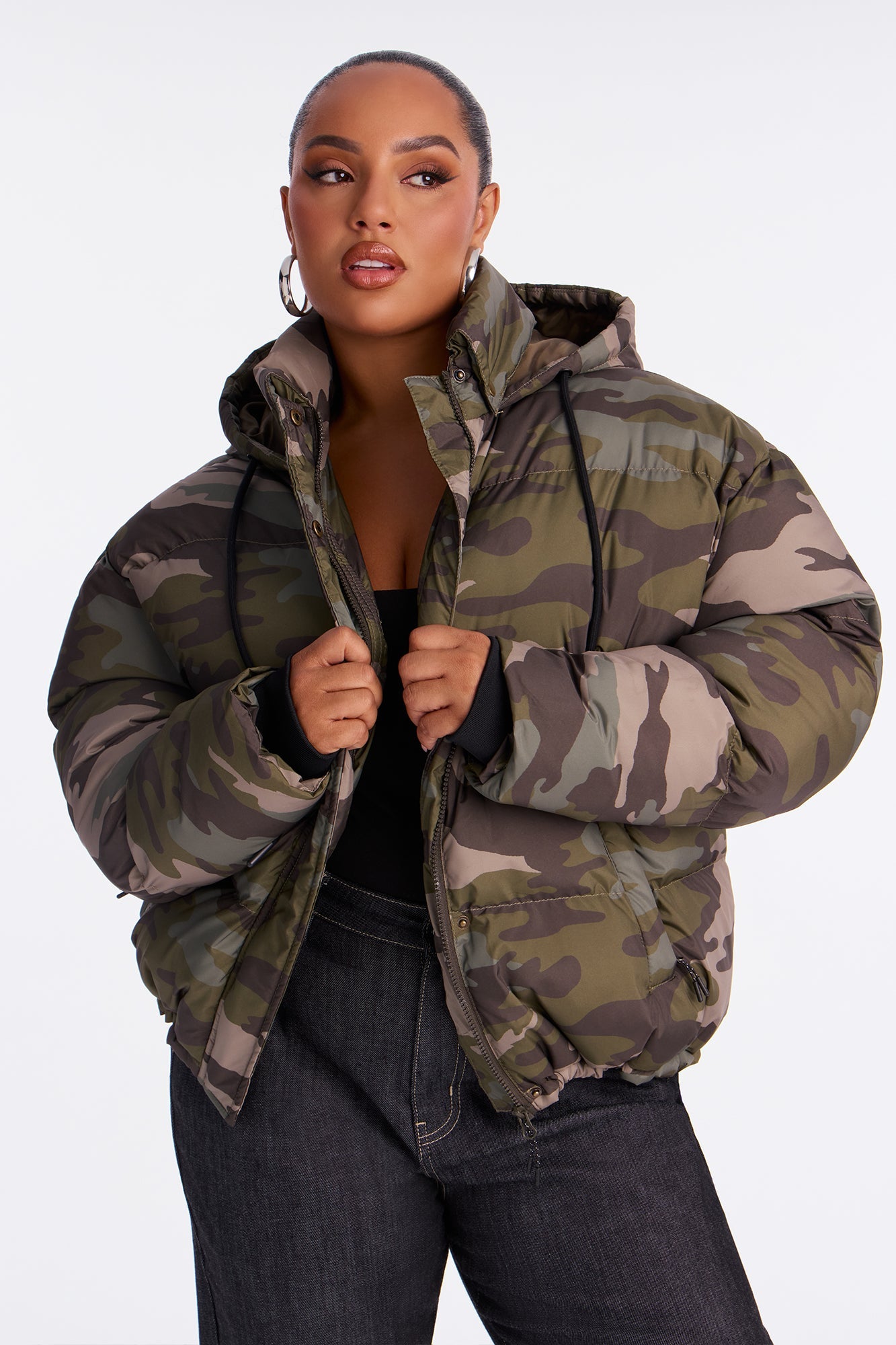 Ski Views Camouflage Puffer Jacket - Green/combo