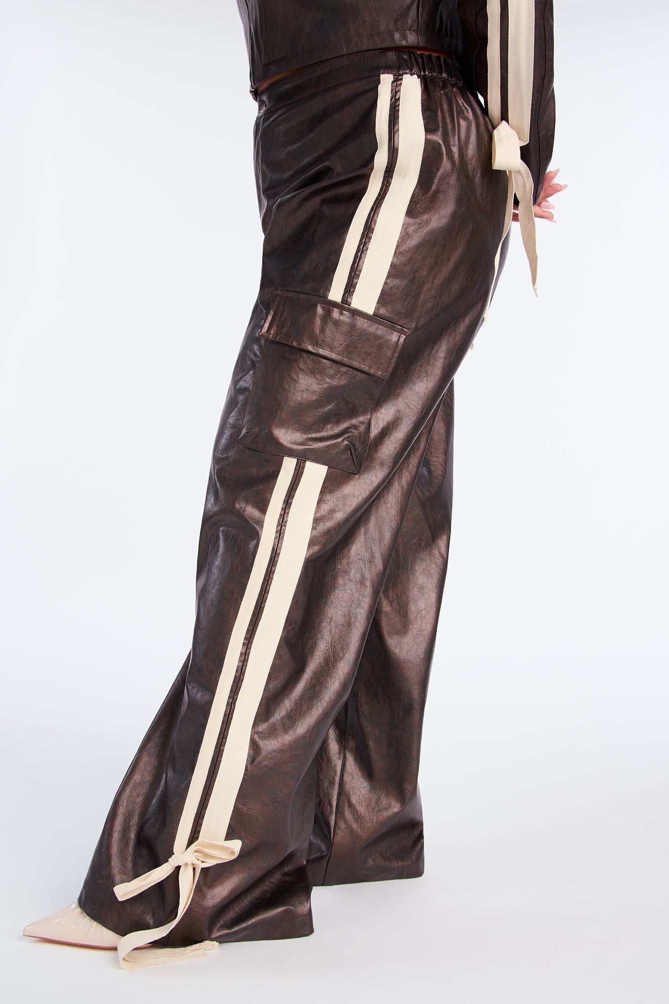 Moto Girl Faux Leather Jacket And Pant Set - Chocolate