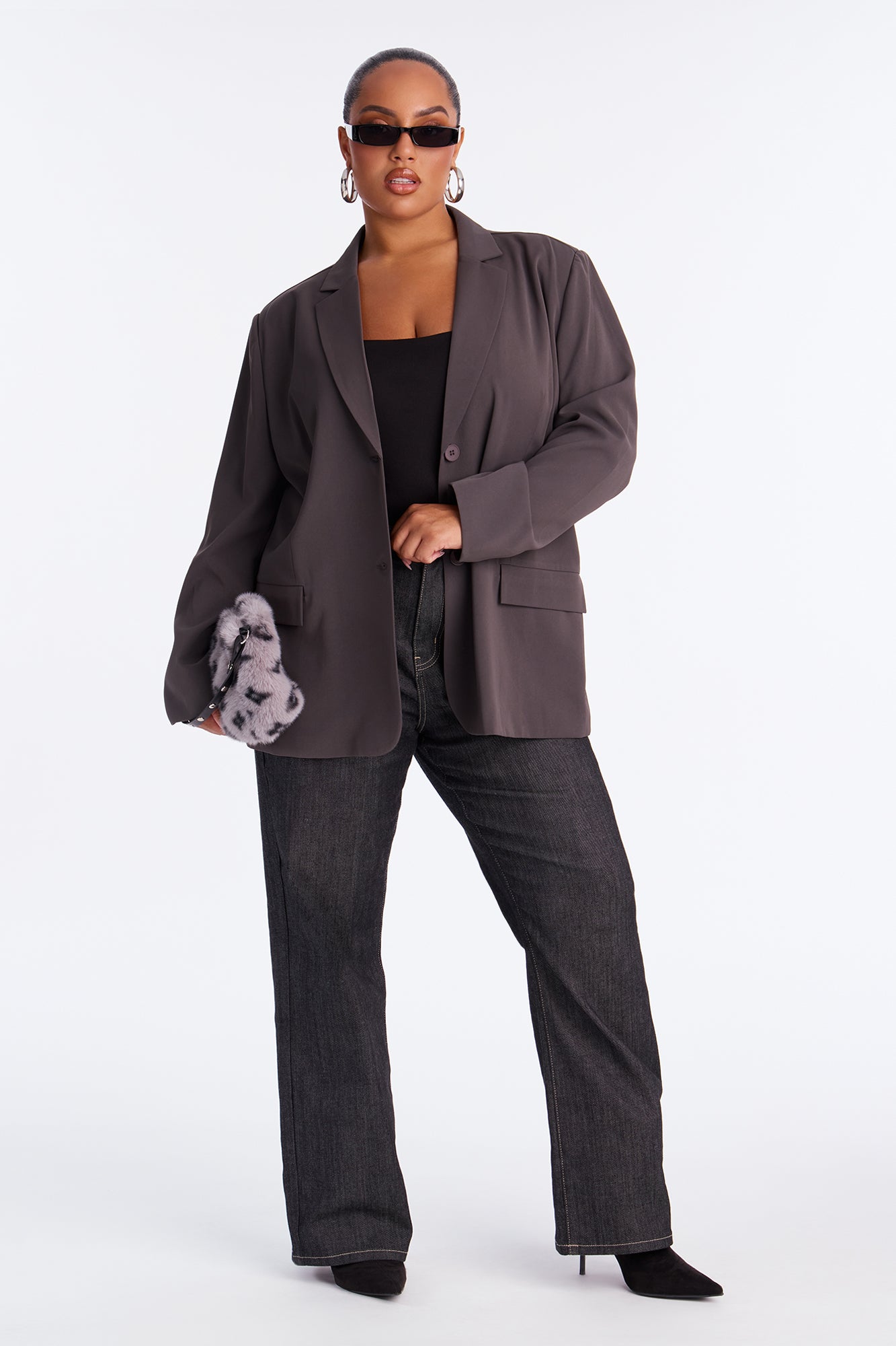 Run For Office Crepe Blazer - Charcoal