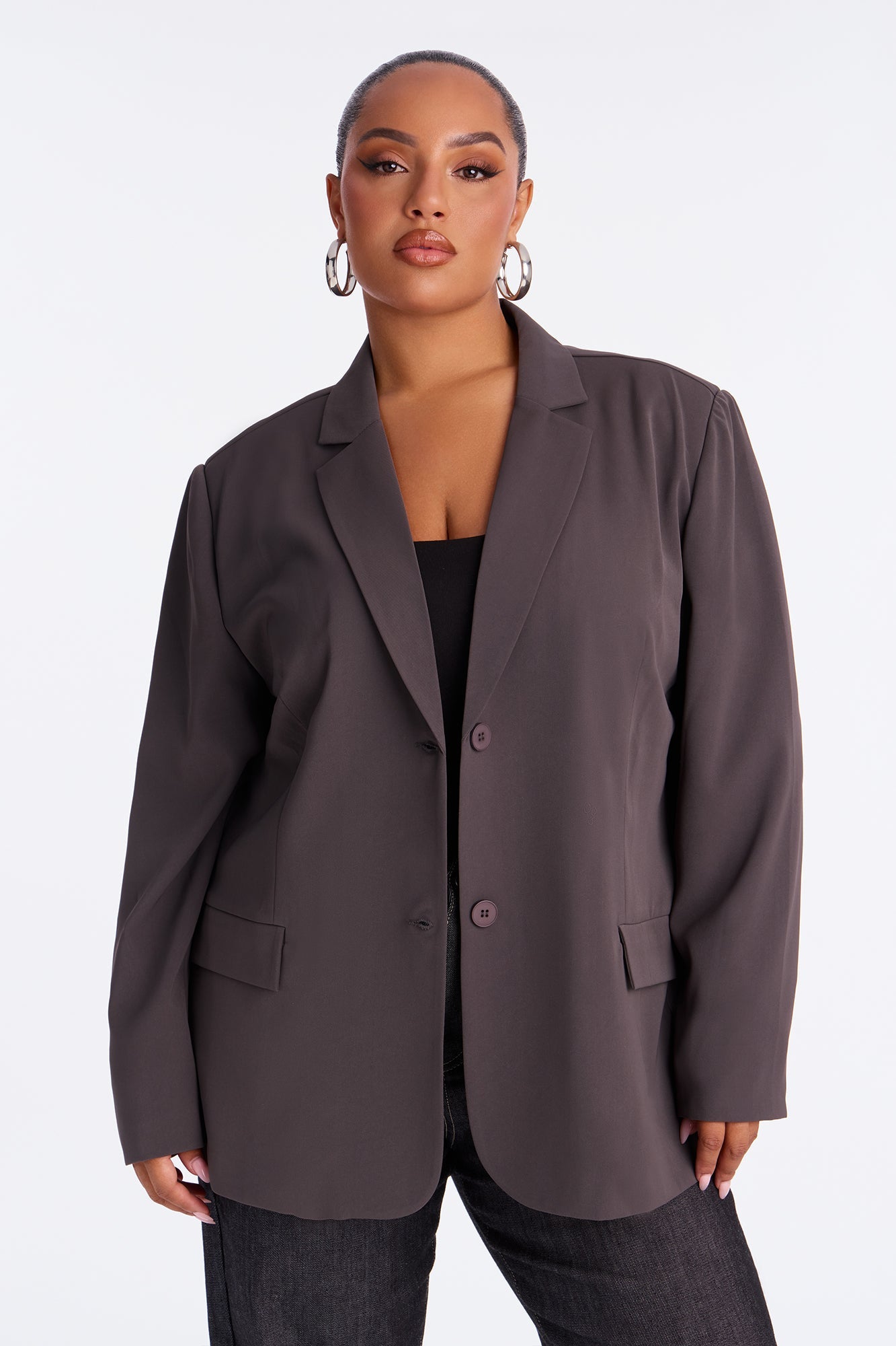 Run For Office Crepe Blazer - Charcoal
