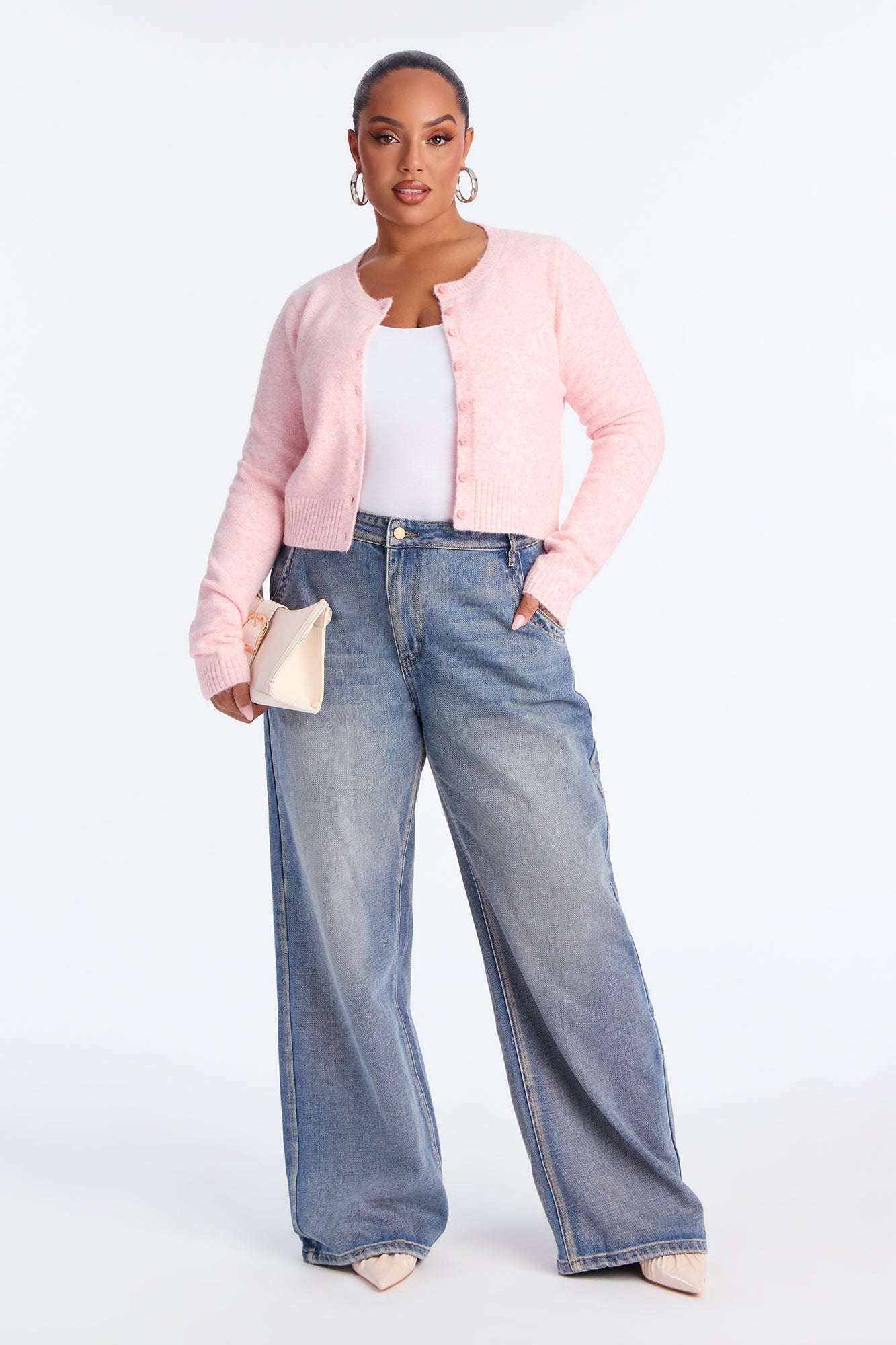 Sweet Sensation Cropped Cardigan - Light Pink
