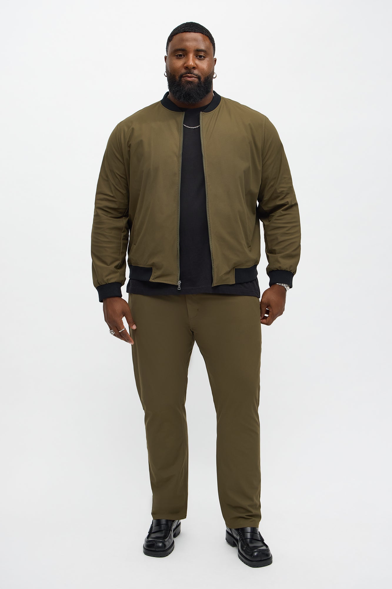 Cedric Stretch Bomber Jacket - Olive