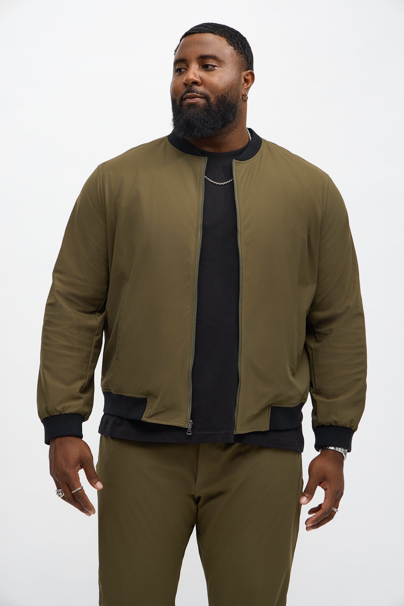 Cedric Stretch Bomber Jacket - Olive