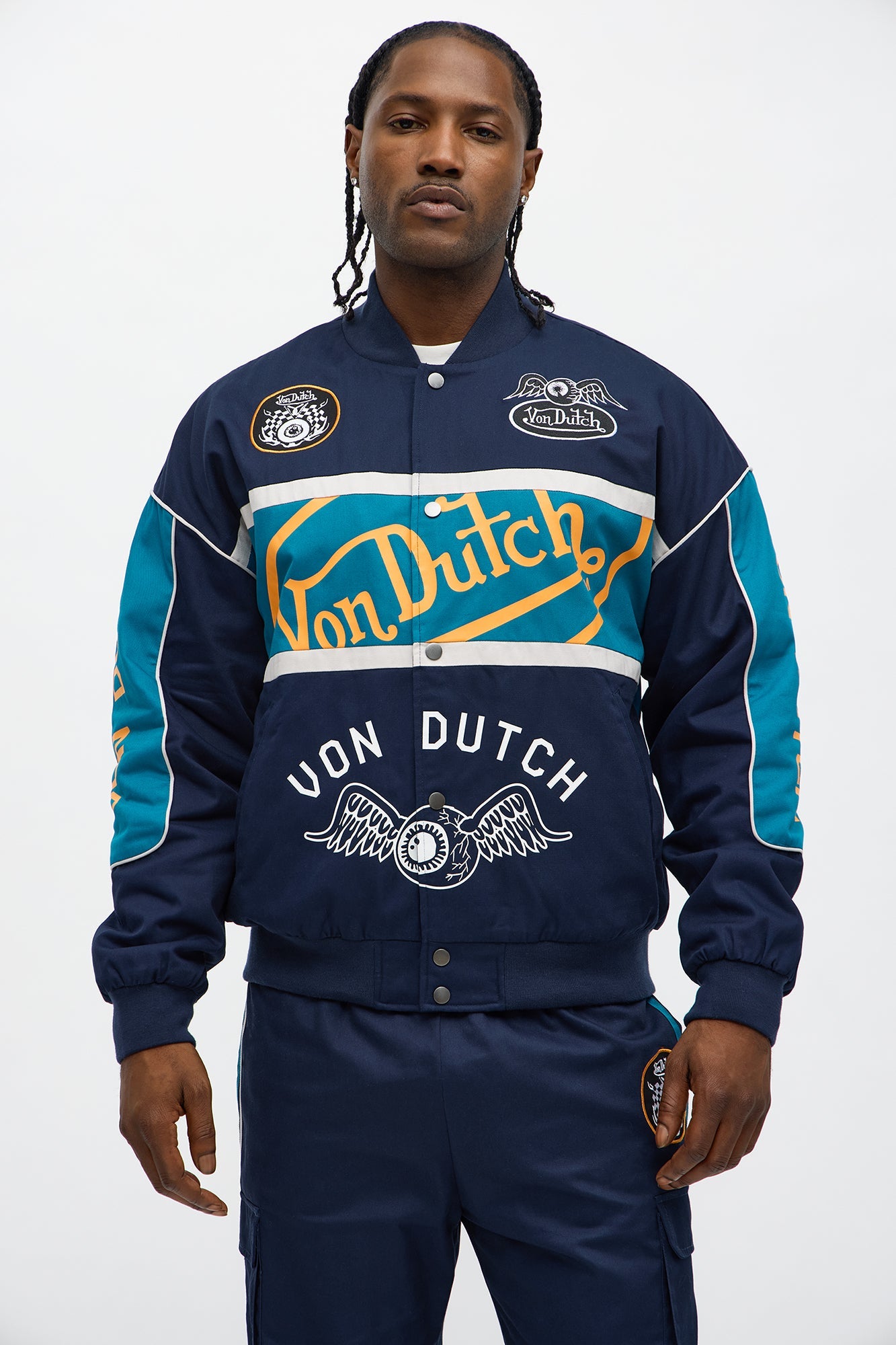 Von Dutch Around The Block Bomber Jacket - Blue/combo