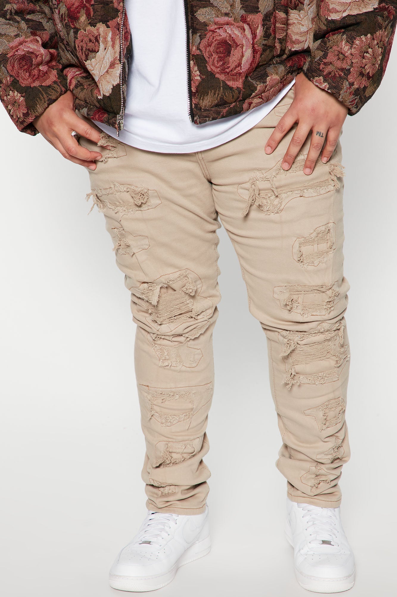 High Key Stacked Skinny Jeans - Taupe