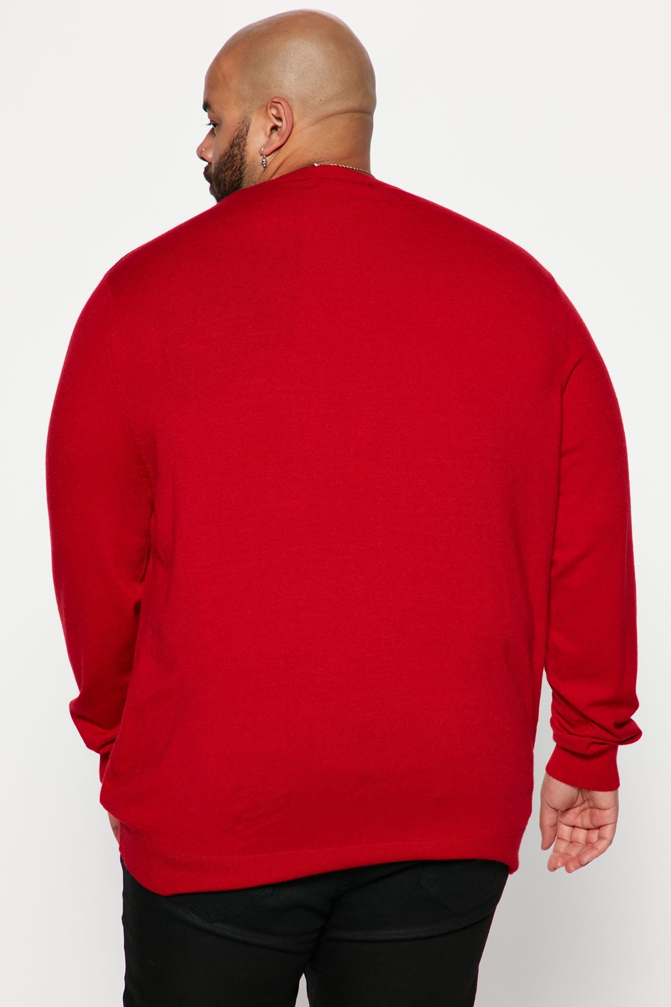 Viscose V Neck Sweater - Red