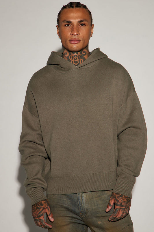 In My Feels Heavyweight Cropped Sweater Hoodie - Olive