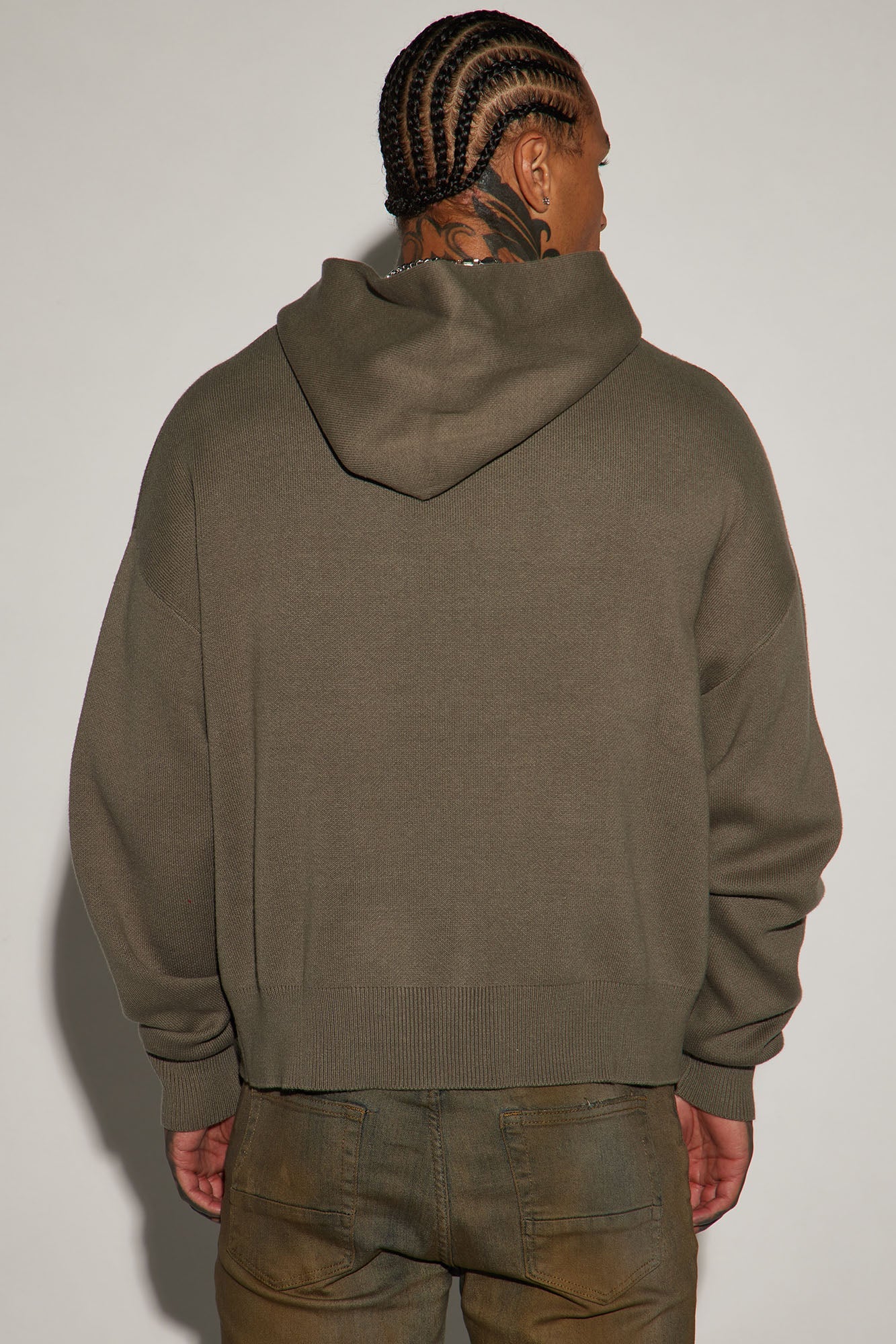 In My Feels Heavyweight Cropped Sweater Hoodie - Olive
