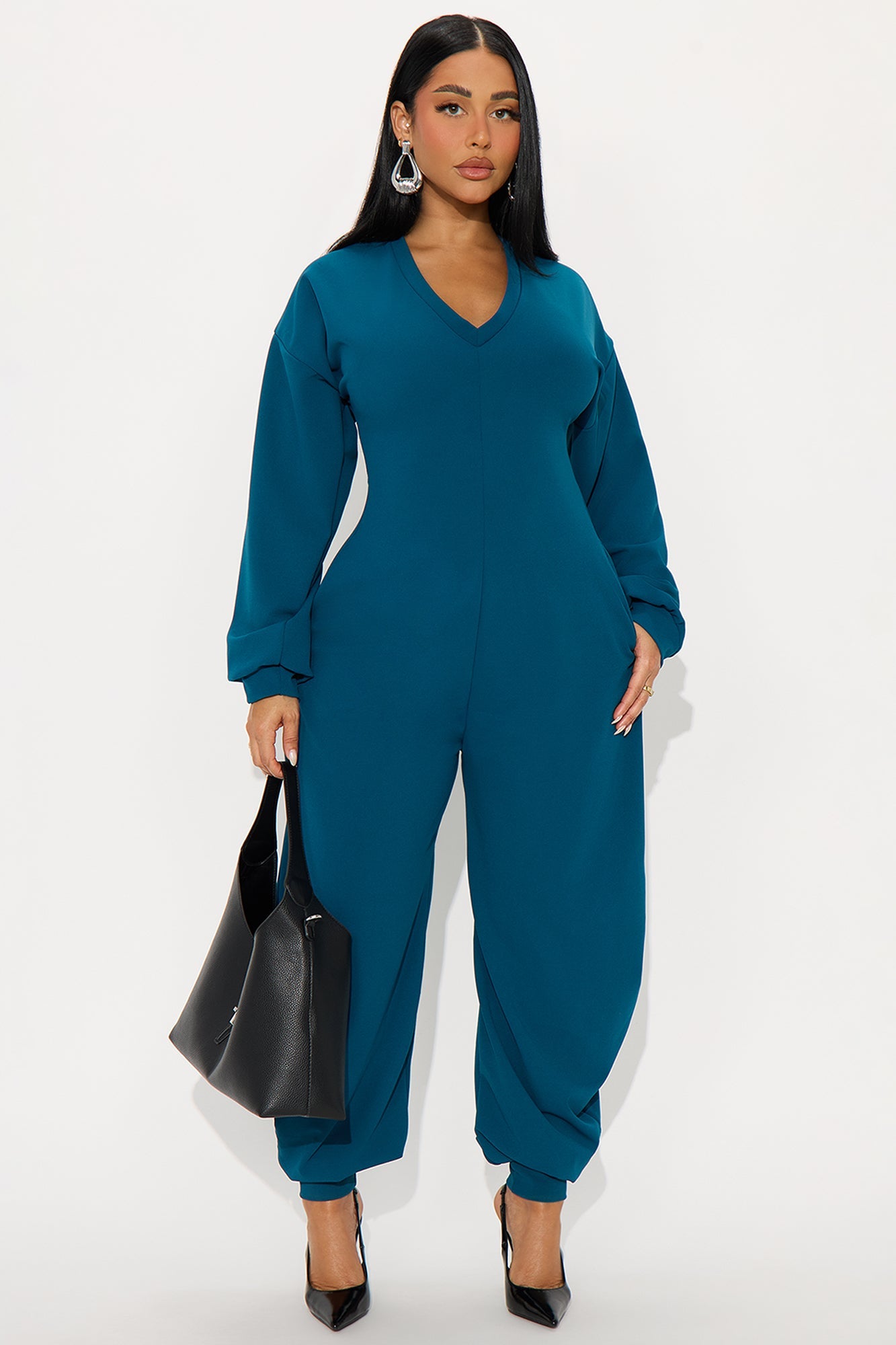 Let's Chill Barrel Wide Leg Jumpsuit - Teal