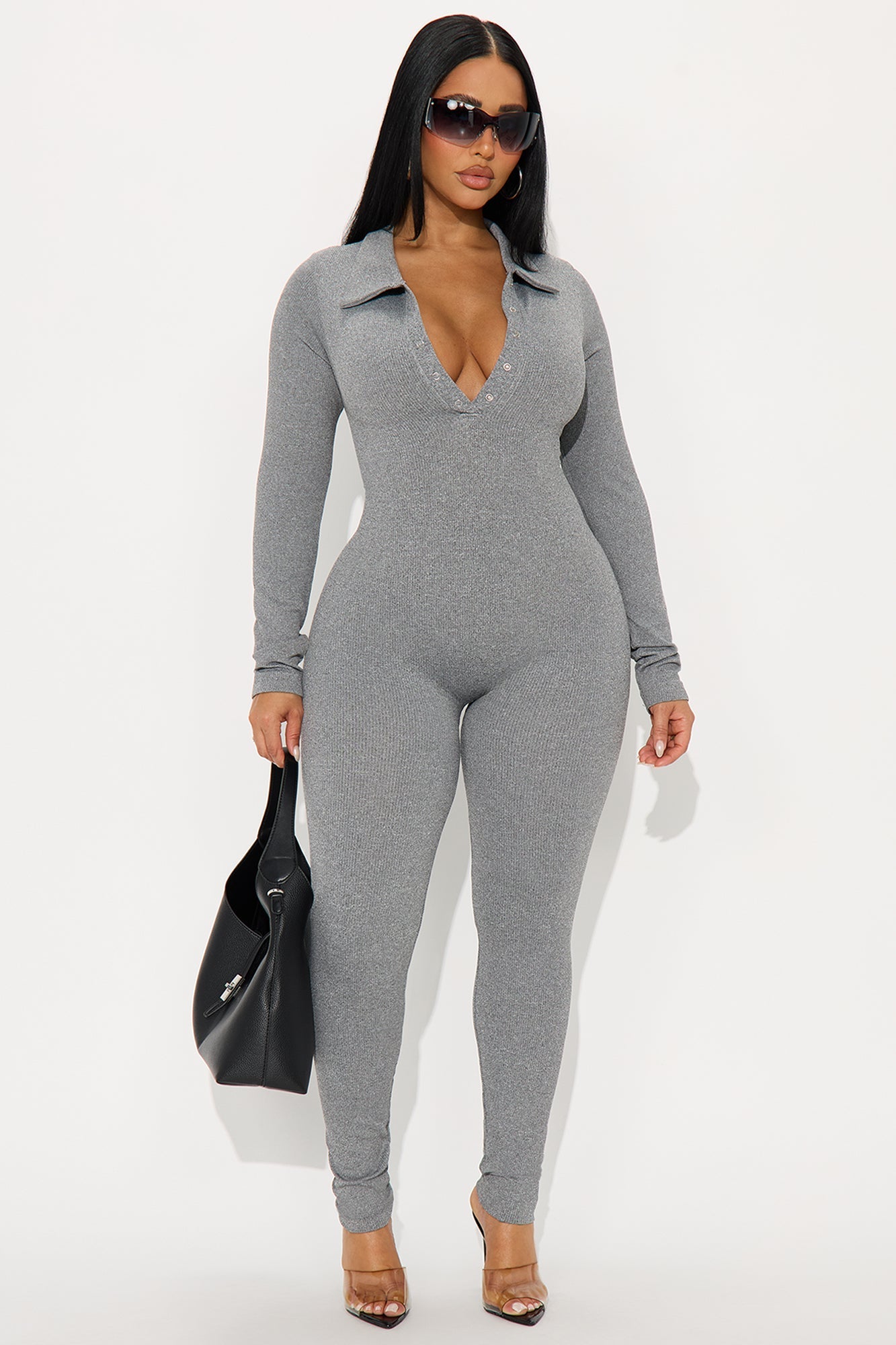 Back To It Seamless Jumpsuit - Heather Grey