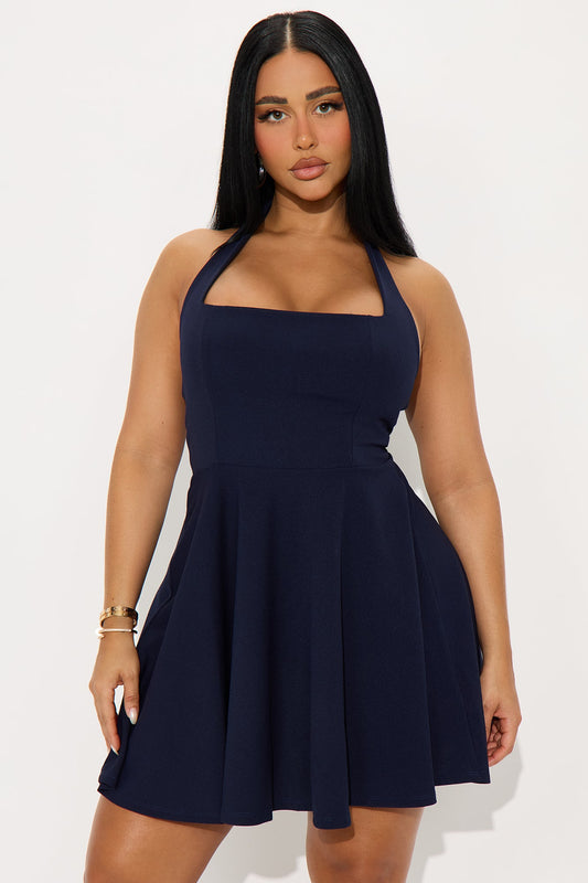 Alena Halter Mini Dress - Navy