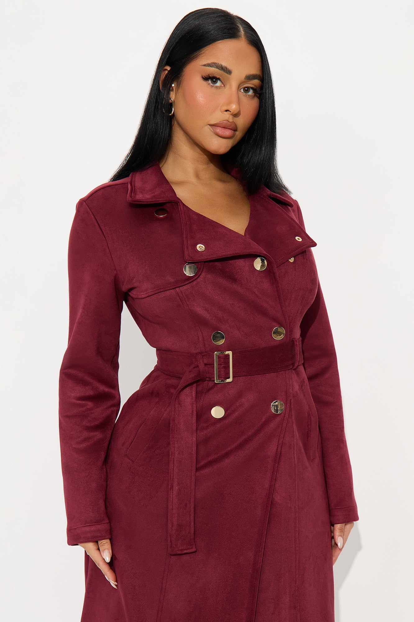 Belt Your Heart Trench Coat - Wine