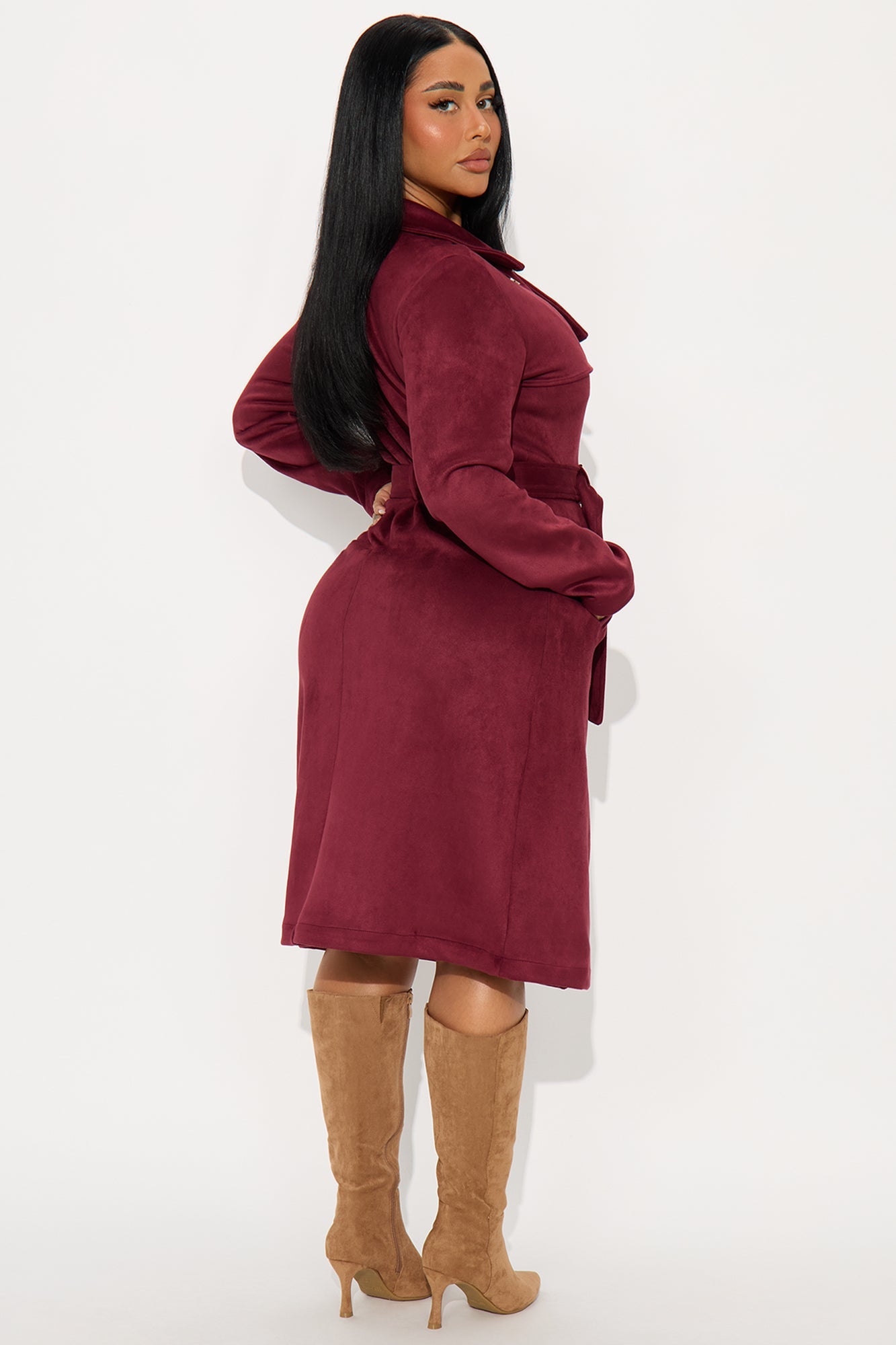 Belt Your Heart Trench Coat - Wine